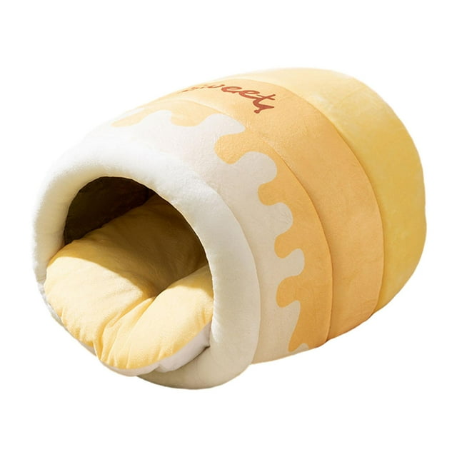 Cama para gatos Honey Pot, nido para gatos, caseta de interior que se calienta sola, nido acogedor para perros, refugio para gatos, cachorros, gatitos L amarillo