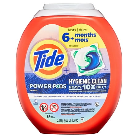 Tide Hygienic Clean Power PODS Laundry Detergent Pacs, Original Scent, 63 Count