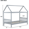 thumbnail image 6 of ENYOPRO House Bed with Fence, Wood House Bed, Floor Bed Frame, Twin Canopy Bed for Bedroom, No Box Spring Needed (Gray), 6 of 6