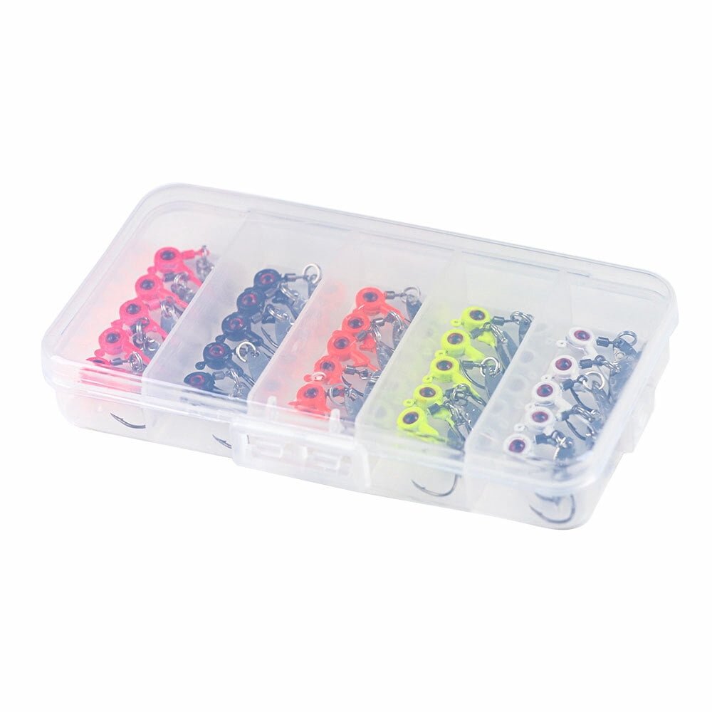 50pcs/Box Spoon Lead Jig Head Fishing Hooks Jigs Crappie Lures Bait Bass Kit