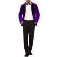 thumbnail image 2 of INSPIRE CHIC Velvet Suit Jacket for Men's Contrast Lapel Wedding Party Velour Blazer XL Purple, 2 of 5