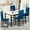 Blue & White, variant on Kitchen Dining Table Set, Metal Kitchen Table Sets with 4 Chairs, Faux Marble Rectangular Breakfast Table w/Metal Legs & Black Finish Frame, Dining Table Sets for an Apartment Breakfast, S12528