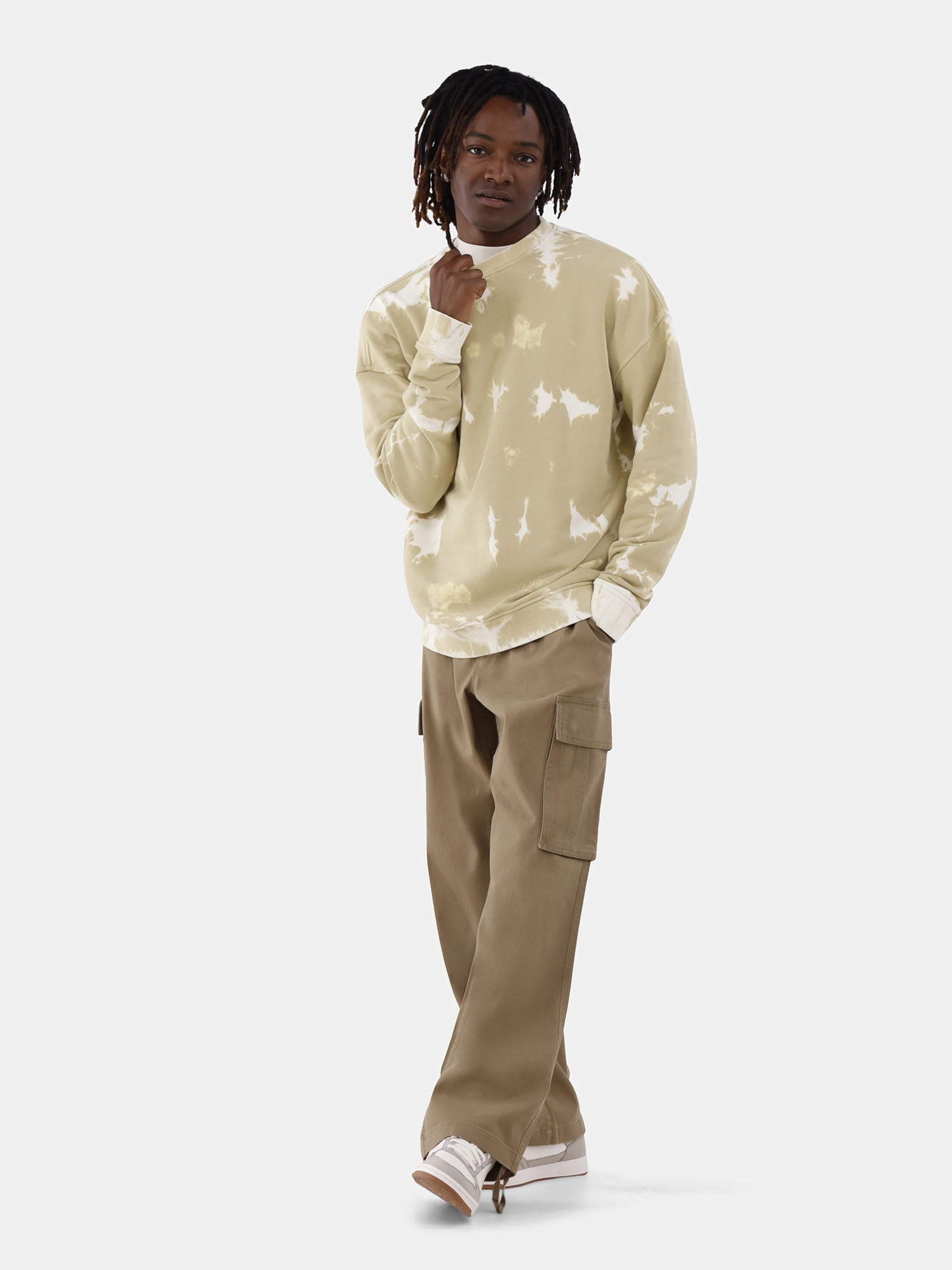No Boundaries All Gender Fleece Crewneck Sweatshirt with Long Sleeves, Men's and Big Men’s