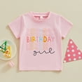 thumbnail image 4 of Gupgi T-Shirts d'Anniversaire pour Bébé Fille, Imprimé Lettre, Col Rond, Manches Courtes, Tops d'Été, 4 of 8