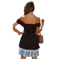 thumbnail image 5 of Seyurigaoka Women's Casual Dress off Shoulder Flower Printed Patchwork Sundress, 5 of 8