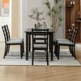 thumbnail image 5 of ZAFLY Solid Wood Dining Table Set, Rectangle Kitchen Table and Chairs for 6 Persons, Classic Dining Set with Linen Cushion Chairs for Dining Room - Grey, 5 of 6