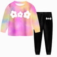 thumbnail image 2 of masbird Toddler Little Girls Clothing Set 2 Piece Tie Dye Sports Outfits Kids Long Sleeve Sweatshirt T-Shirt + Sweatpants(Pink,8-9 Y), 2 of 6