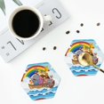 thumbnail image 5 of Disketp Rainbow Animals On Noah'S Ark Funny Coasters,4 Pcs Leather Coasters With Holder, Perfect Housewarming Hostess Gifts,Protect Furniture From Water Marks Scratch And Damage, 5 of 9