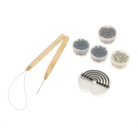 QSTDGVPW For hair extensions set with micro rings with silicone insert stencils for hair