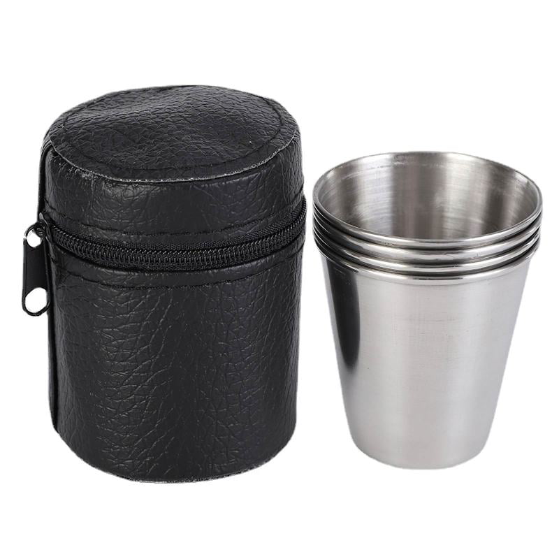 Camping Cups 4Pcs 70ml Stainless Steel Cup Wine Beer Mugs Tableware Travel Mug 