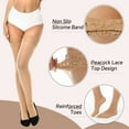 thumbnail image 3 of Manzi 2 Pairs Shiny Stockings Lace Top Stay Up Shimmery Pantyhose for Women, 3 of 7