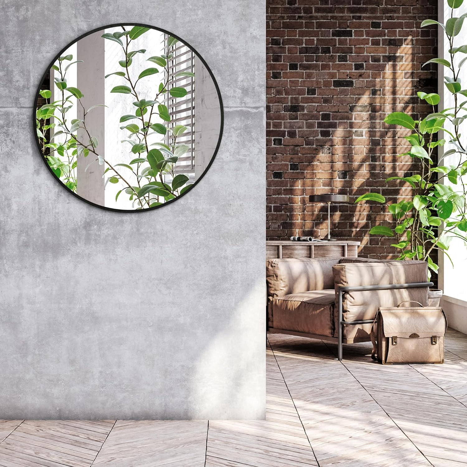 Americanflat Framed Black Round Mirror 32" - Circle Mirror for Bathroom, Bedroom, Entryway, Living Room - Large Circular Modern Mirror for Wall Decor