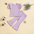 thumbnail image 2 of TAIAOJING Toddler Baby Girl Summer 2Pcs Outfit Set Short Sleeve Girls Solid Tops And Shorts 2PCS Outfits Clothes Set For Children Clothes 12-18 Months, 2 of 8