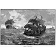 thumbnail image 2 of Spanish Armada 1588. Nthe Retreat Of The Spanish Armada. Line Engraving 1588. Poster Print by, 2 of 2