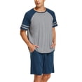 thumbnail image 4 of Ekouaer Mens Pajama Short Sets Short Sleeve Crewneck Pajama Lounge Set Raglan Sleepwear, 4 of 6