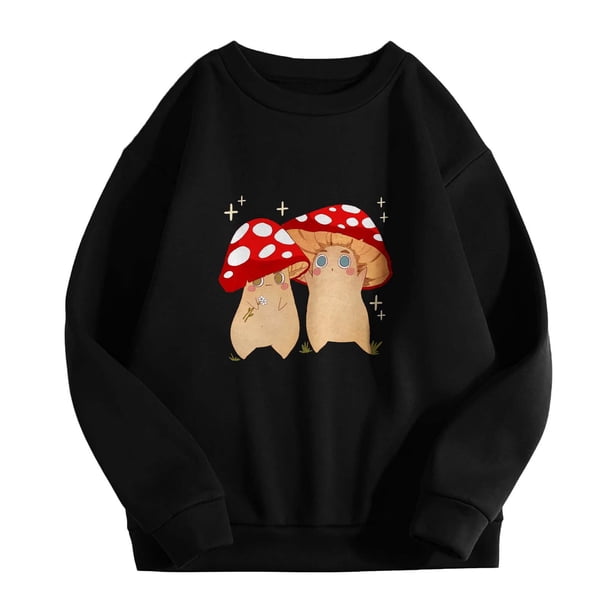 Mujer Vintage Divertido Suelto Manga Larga Cuello Redondo Shift Impreso Sudadera Divertida Blusa Con Estampado De Plantas Pompotops gfhjh19066