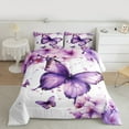 thumbnail image 3 of Manfei Kawaii Butterflies Bedding Comforter Set,Rustic Flower Twin Comforter Sets,White Purple Bedding Set For Teens Girls,Uper Cozy Room Decor Reversible,2-Piece, 3 of 9