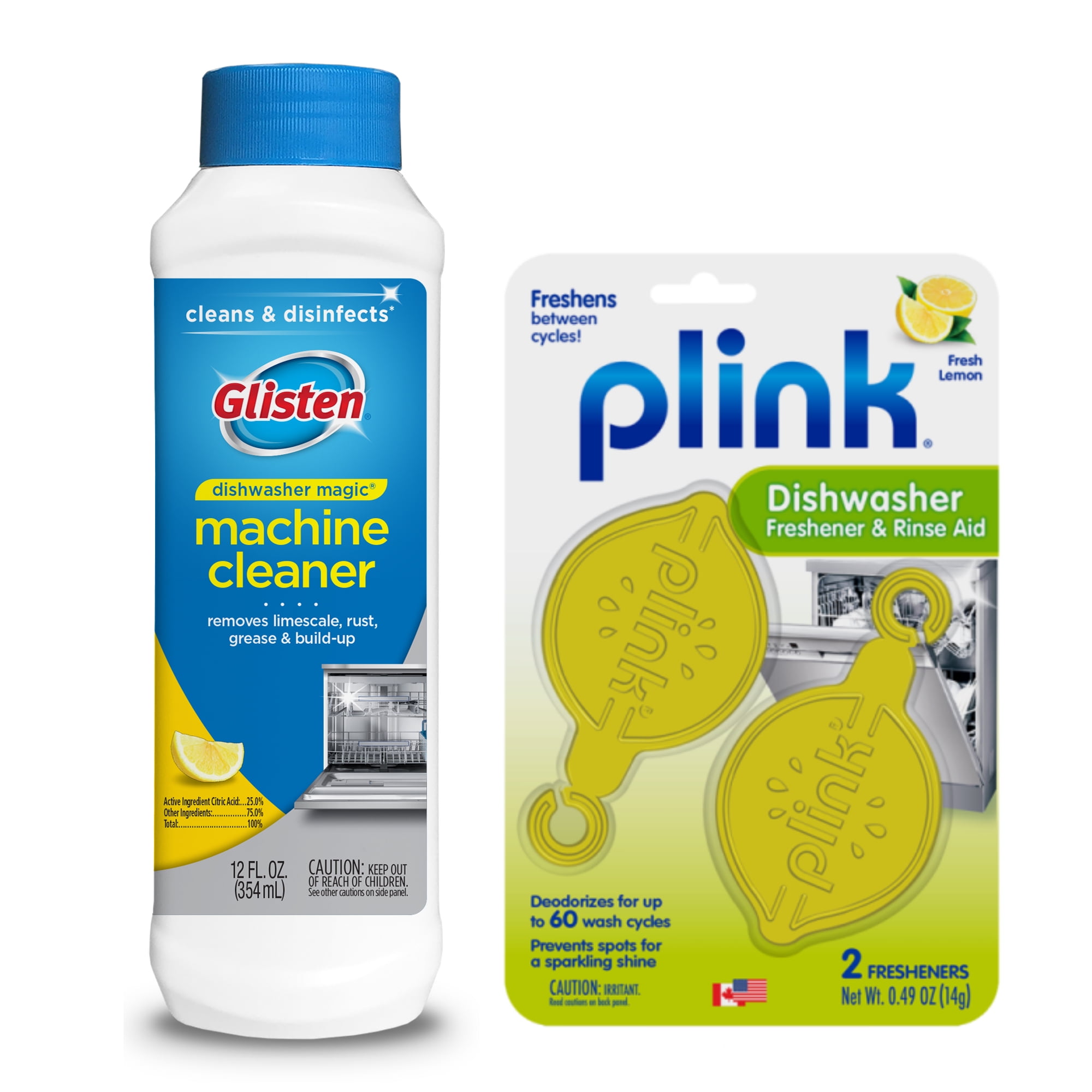 Glisten Dishwasher Magic Machine Cleaner & Disinfectant and Plink