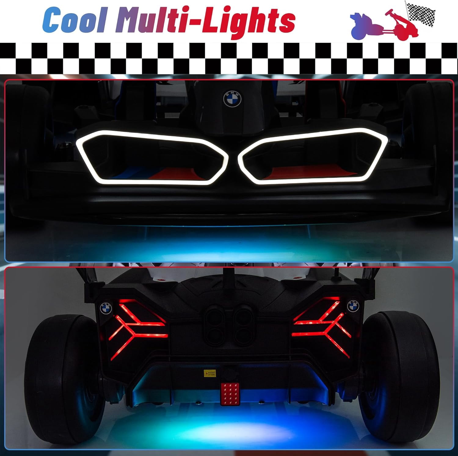 Licensed BMW Electric Go Kart for Kids 6-12, 24V 9AH Drift Kart Ride on Toys, Dual 200W Motors, Adjustable Seat, Drift Mode, 2 Speed, LED Lights