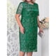 thumbnail image 4 of Women's plus size dress embroidered lace slim knee-length dress, 4 of 5