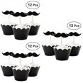 thumbnail image 1 of Kit de envoltorios para cupcakes con bigote negro de 36 Uds. Para decoración de fiestas de cumpleaños, decoración de pasteles Chr LingWen 8390606097064, 1 of 1
