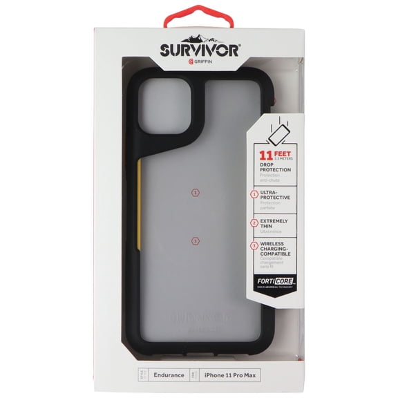 Griffin Survivor Endurance Case for Apple iPhone 11 Pro Max - Black / Citrus