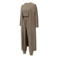 thumbnail image 6 of qolati Womens 3 Piece Outfits Casual Sleeveless Tops Drawstring Sweatpants Matching Sets Fall Long Sleeve Open Front Cardigan Lounge Wear Tracksuit, 6 of 7