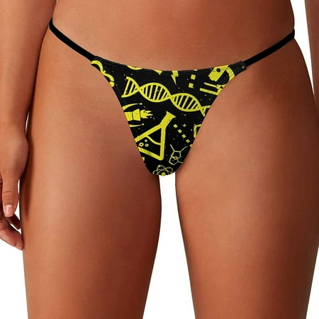 

Science Black and Yellow Women s G-String Thongs Low Rise Hipster Underwear Stretch T-Back Panties