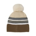 thumbnail image 2 of New Cute Striped Knitted Warm Autumn Hat For Women Girls Funny Skullies Bonnets Cap With Pompom Soft Beanies Gift, 2 of 3