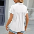 thumbnail image 5 of Fesfesfes Shirts for Women's Fashion Casual Solid Color Short Sleeve Stand-up Collar Blouse Shirt Loose Top S(US:4), 5 of 9