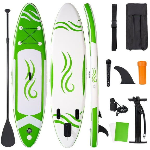 Mousport 10FT Inflatable Stand Up Paddle Board with Pump, Paddle & Backpack for Fishing Yoga Paddling Green