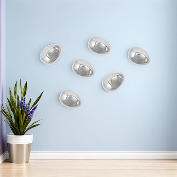 HEANUJJ Electroplated Resin Stone Wall Art Silver Metallic 3D Sculpture for Home Living Room Decor