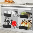 thumbnail image 5 of Expandable Pull Out Cabinet Organizer, Slide Out Drawers for Kitchen Cabinets, Heavy Duty Storage Drawers, Chrome Plated Cabinet Wire Shelf, Adjustable Width 12.5~20.2" W x 17.3" D, 5 of 9