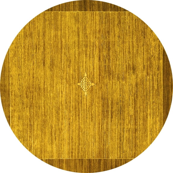 Ahgly Company Indoor Round Abstract Yellow Contemporary Area Rugs, 6' Round