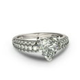thumbnail image 2 of HeartsAndYou 2.5ct Heart Moissanite 3 Row Accent Solitaire Engagement Ring for Women 18k White Gold over Silver, 2 of 5