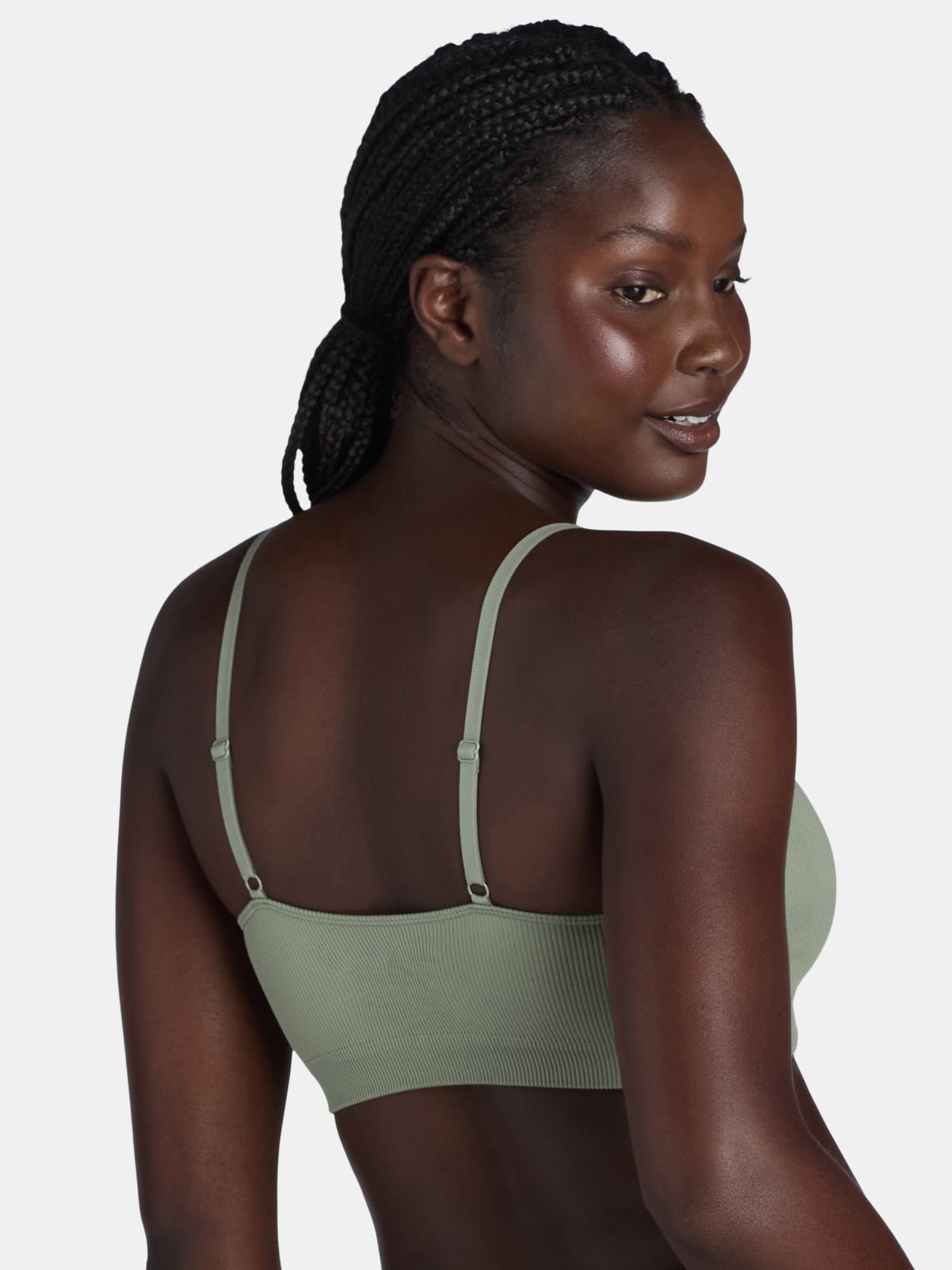 No Boundaries Women's Seamless Ribbed Cami Bralette, Sizes XS-XXXL