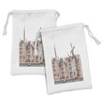 thumbnail image 1 of Amsterdam Fabric Pouch Set of 2, Old Netherlands Historical Buildings European Art, Small Drawstring Bag for Toiletries Masks and Favors, 9" x 6", Beige Burnt Sienna, by Ambesonne, 1 of 2
