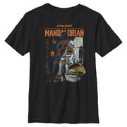 Boy's Star Wars: The Mandalorian Din Djarin Schematics Graphic Tee Black Large