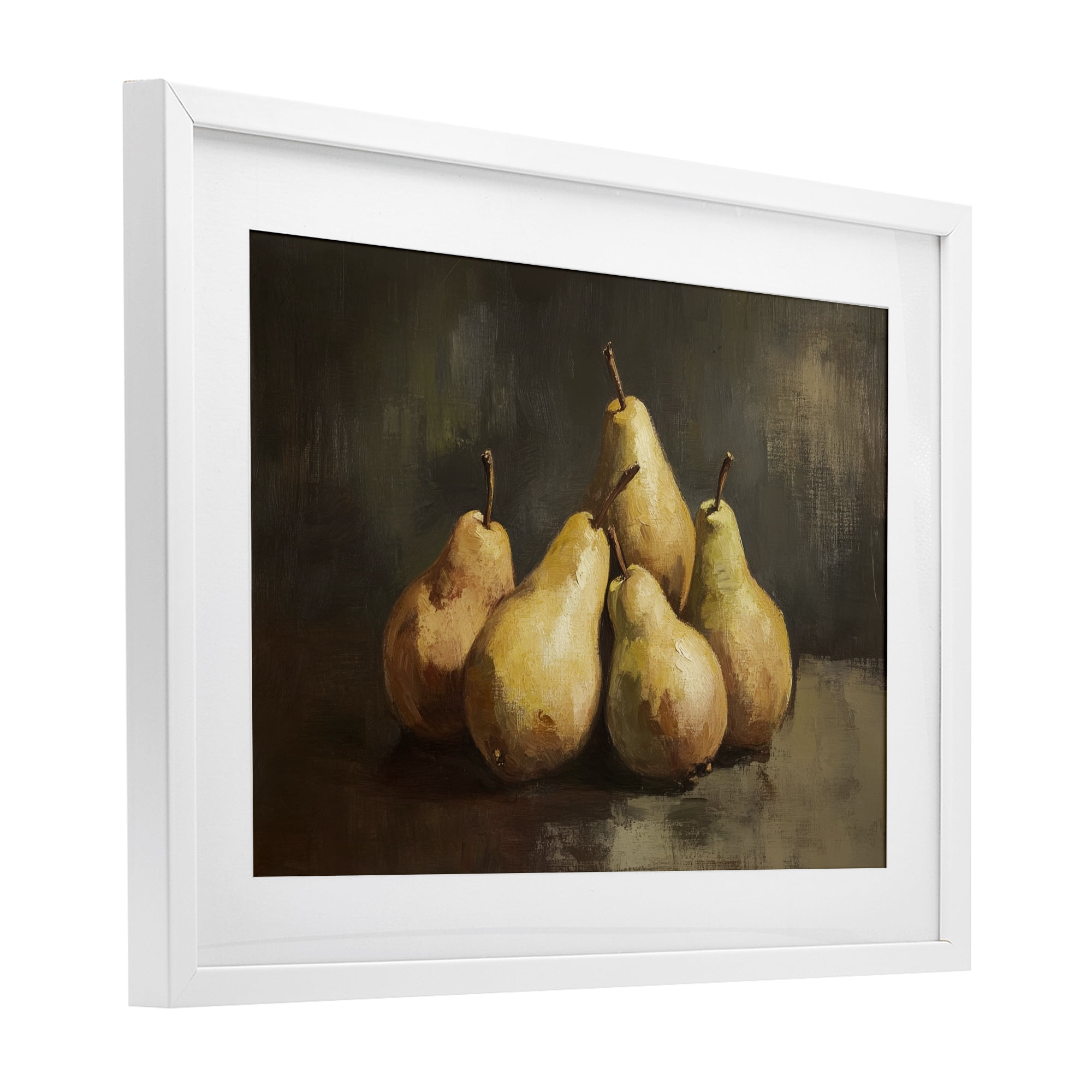 Stupell Industries Golden Pears Still Life White Framed Print Under Glass, design by Petal Prints Design