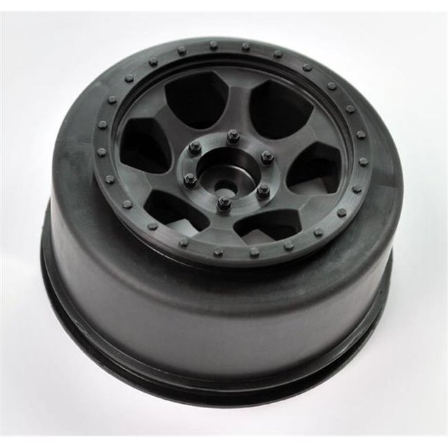 DE Racing DERTS4RB Trinidad Short Course Wheel, Black - 4 Piece for Traxxas Slas Rear-Slash 4x4