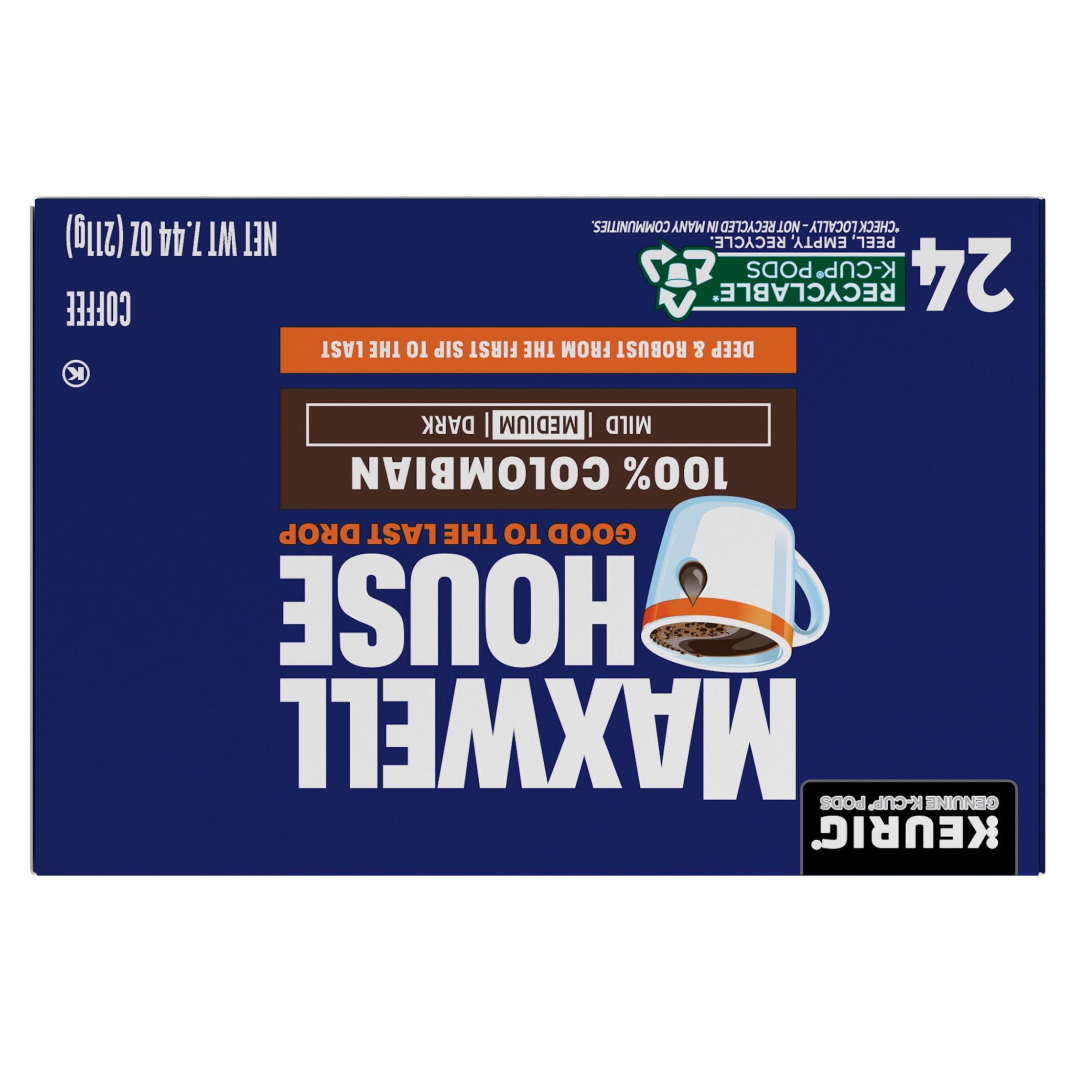(4 pack) Maxwell House 100% Colombian Medium Roast K-Cup® Coffee Pods, 24 Count Box