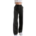 thumbnail image 1 of Pantalones de pierna recta de cintura alta para mujer Pantalones sueltos de moda con bolsillos de co Abanopi Negro/Medio, 1 of 7