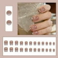 thumbnail image 4 of 24PCS Red-Brown Gel Press on Nails Set for Women,Crystal Cat Eye Short Square Fake Nails Acrylic Shine Glossy Nature Stick on Nails for Office Daily Work Wedding,Handmade Full Nail Wrap Gift, 4 of 8
