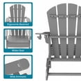 thumbnail image 4 of FURRYFECTION Folding Adirondack Chair Set of 2 with Cup Holder,All-Weather HDPE Outdoor Fir Pit Chairs for Patio Garden Backyard,Grey, 4 of 9