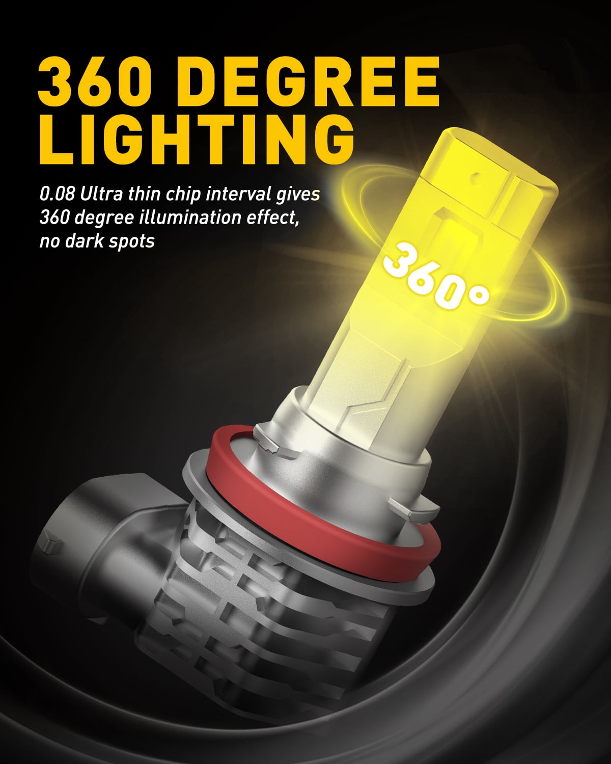 AUXITO H11 H8 LED Fog Light Bulb Fanless, 40W High Power, Golden Yellow, CSP LED Chips, H16 H11 H8 Fog Bulbs DRL Replacement, Pack of 2