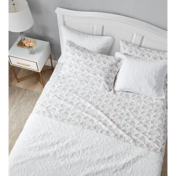 - Full Sheet Set, Cotton Flannel Bedding, Brushed for Extra Softness & Comfort (Rosalie Grey, Full)