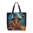 thumbnail image 1 of Disketp Cartoon Pumpkin Skull Bolsa Tote de Lona para Mujer, Bolso de Hombro y Cruzado con Cierre de Cremallera, 1 of 7