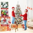 thumbnail image 6 of NALONE 7FT Pre-Lit Snow Christmas Tree with Remote Control and Timer, Snow Flocked Artificial Pencil Christmas Tree with 798 Tips, Pinecones Red Berries, 9 Lighting Modes (Snow Pencil Tree, 7 FT), 6 of 9