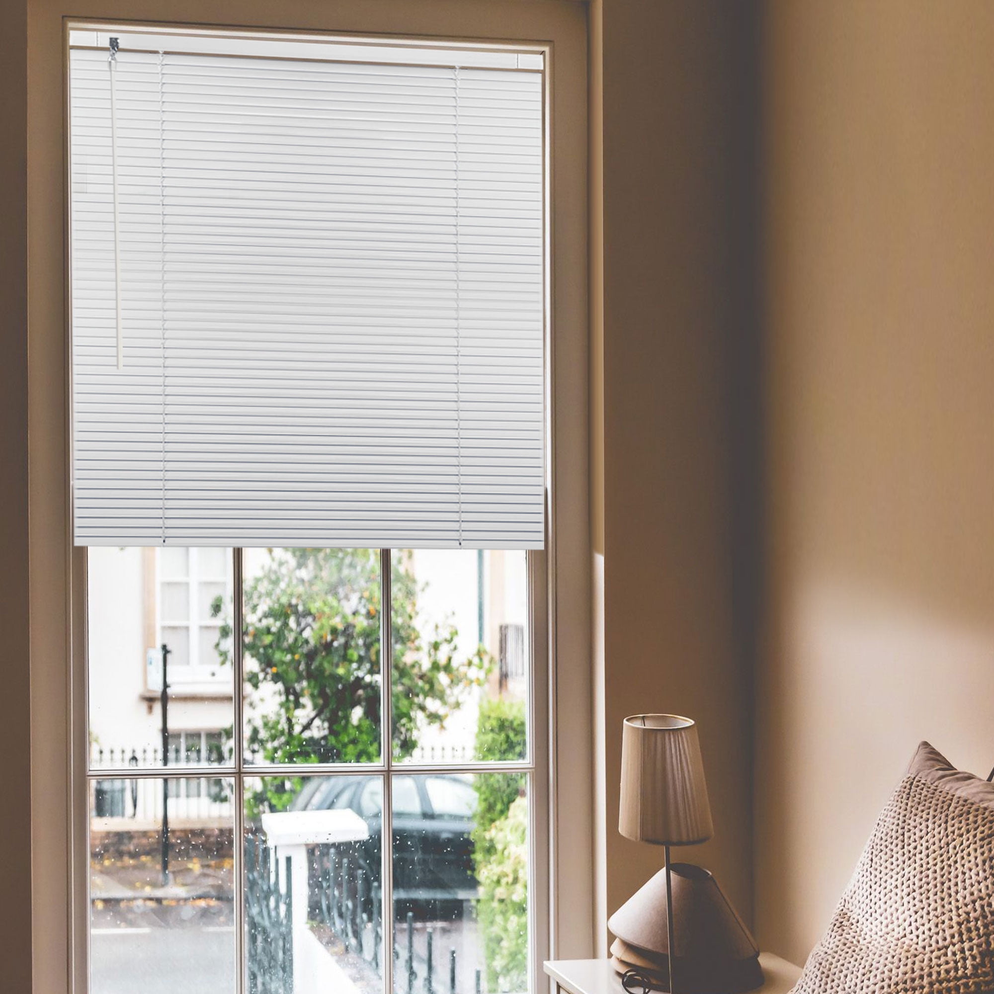 No Tool Cordless Horizontal Window Blinds - Easy Install, Waterproof & Kitchen-Friendly, Perfect for Bathroom, Rental, Nursery & Office-White-18"W x 60"L-Custom Size