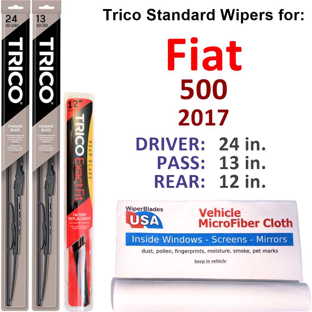 2017 Fiat 500 Wiper Blades (Set of 3) w/Rear Wiper